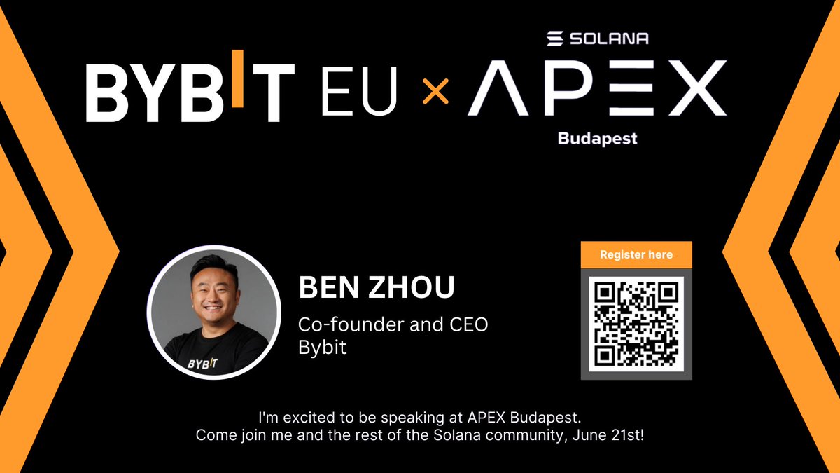 Join Bybit EU at Solana APEX Budapest!

Come join us for some real talk as <a href="/benbybit/">Ben Zhou</a> will have a fireside chat on June 21!

<a href="/hackerhouses/">Solana APEX and Global Community Events</a> <a href="/SolanaFndn/">Solana Foundation</a> <a href="/byreal_io/">Byreal</a>