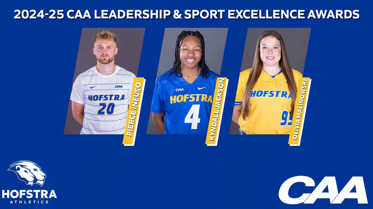 Hofstra Pride Athletics (@hofstrapride) on Twitter photo Proud and honored to see these 3️⃣ exceptional student-athletes honored by <a href="/CAASports/">Coastal Athletic Association</a> as Leadership & Sport Excellence Award winners!
#PrideOfLI Proud and honored to see these 3️⃣ exceptional student-athletes honored by <a href="/CAASports/">Coastal Athletic Association</a> as Leadership & Sport Excellence Award winners!
#PrideOfLI