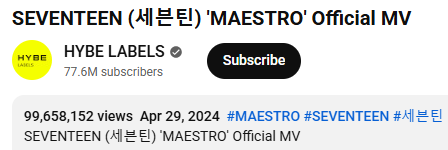 Less than 350k views for MAESTRO to reach 100M on YouTube! Keep streaming!

youtube.com/watch?v=ThI0pB…