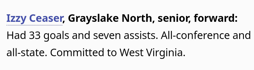 Izzy Ceaser (@izzyceaser) on Twitter photo Grateful to <a href="/LCNewsSunSport/">News-Sun Sports</a> and <a href="/bobnarang/">Bobby Narang</a> for the honor of being named to the News Sun Girls Soccer All-Area First Team. Thank you! <a href="/LisaStoiaWVU/">Lisa Stoia</a> <a href="/_EricBeltran/">Eric Beltran</a> <a href="/WVUIzzoBrown/">๐ก๐ถ๐ธ๐ธ๐ถ ๐๐๐๐ผ-๐๐ฟ๐ผ๐๐ป</a>
chicagotribune.com/2025/06/20/202โฆ Grateful to <a href="/LCNewsSunSport/">News-Sun Sports</a> and <a href="/bobnarang/">Bobby Narang</a> for the honor of being named to the News Sun Girls Soccer All-Area First Team. Thank you! <a href="/LisaStoiaWVU/">Lisa Stoia</a> <a href="/_EricBeltran/">Eric Beltran</a> <a href="/WVUIzzoBrown/">๐ก๐ถ๐ธ๐ธ๐ถ ๐๐๐๐ผ-๐๐ฟ๐ผ๐๐ป</a>
chicagotribune.com/2025/06/20/202โฆ