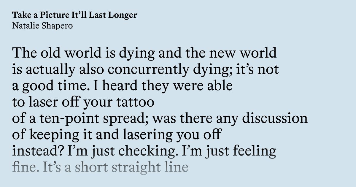 Poetry from Baffler no. 79: “Take a Picture It’ll Last Longer” by Natalie Shapero
thebaffler.com/poems/take-a-p…