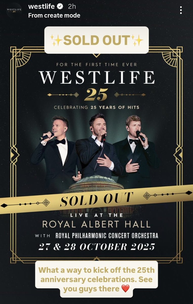 First time I haven't managed to get Westlife tickets before they sold out...
