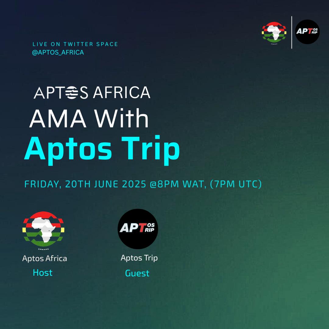 Aptos Africa (@aptos_africa) on Twitter photo Aptos Trip X Aptos Africa
Join us today Friday, June 20, 2025 at 8PM WAT (7PM UTC) as we host <a href="/AptosTrip/">Aptos Trip</a> for an exciting AMA about the adventurous NFT collection on Aptos where real-world utility meets digital ownership.
Aptos Trip is bringing BMW fans and Web3 adventurers with Aptos Trip X Aptos Africa
Join us today Friday, June 20, 2025 at 8PM WAT (7PM UTC) as we host <a href="/AptosTrip/">Aptos Trip</a> for an exciting AMA about the adventurous NFT collection on Aptos where real-world utility meets digital ownership.
Aptos Trip is bringing BMW fans and Web3 adventurers with
