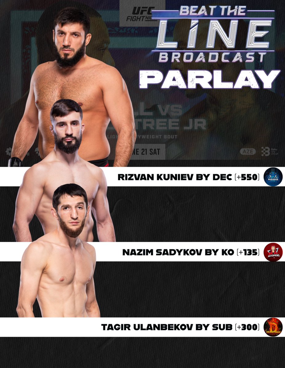 🚨 Props for the People 🚨 

We broke the #UFCBaku card down w/ Y’all live on Tuesday and gave out plenty of bets. A lot of live big dogs were given as well 🐶 💰 

Tune in with timestamps 👇 

youtube.com/live/NlKw99JSn…

Here are some props we liked! Enjoy the episode