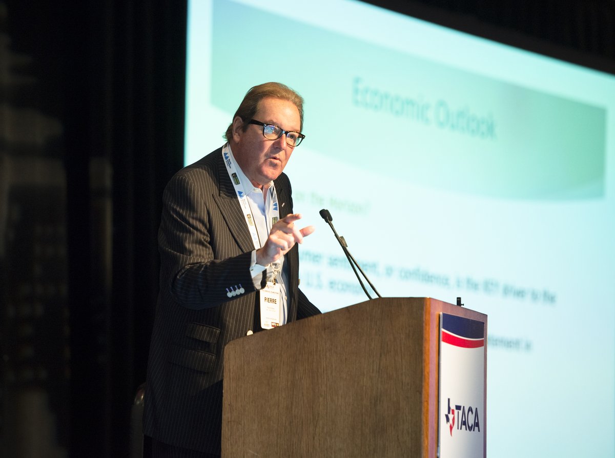 A highlight of #TACAM71 was an economic forecast by Pierre Villere <a href="/AllenVillere/">Pierre G. Villere</a>, who projected the US economy will return to &amp; maintain positive GDP growth in the near term, though significant uncertainties remain. Read more  bit.ly/4laCsoZ
#aggregates #concrete #cement