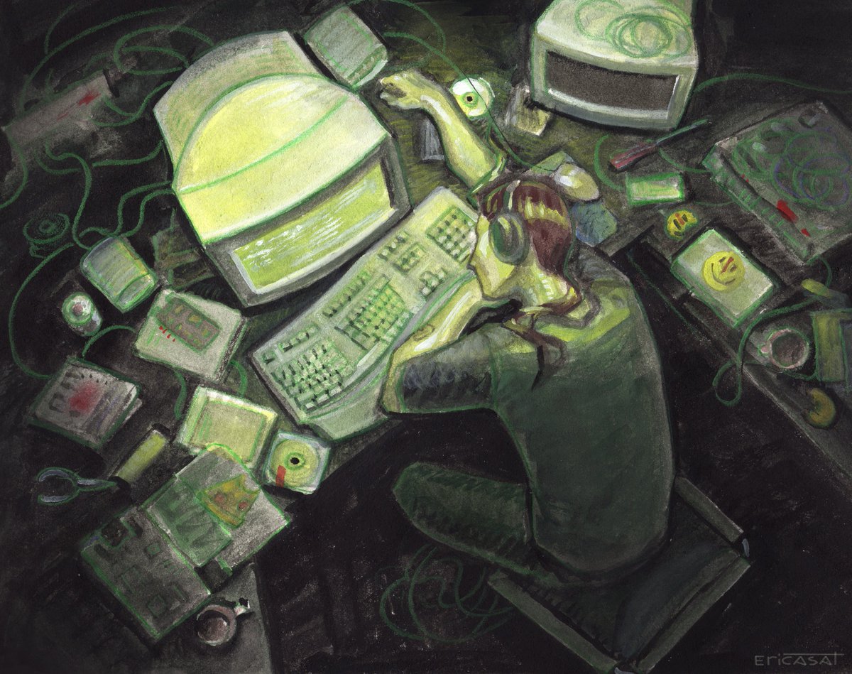 erricasart's tweet image. &apos;old habits die hard&apos; #systemshock

// gouache + pencils