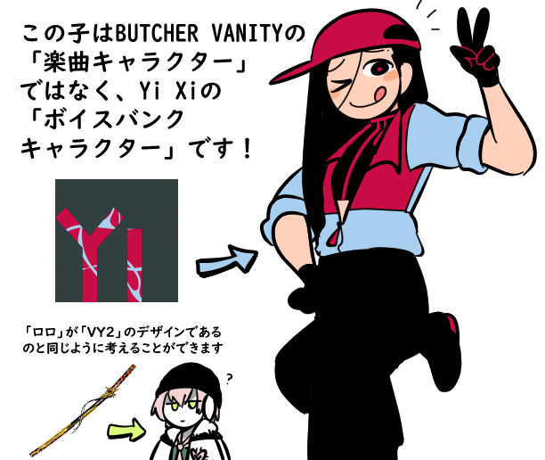 ところで、告知するのが少し遅くなりましたかな、はっきりと述べておくのが良いかもしれないと思いました！

この子はだれもにお使いいただけます！ 僕がデザインしたんですが、許可は取らなくていいので、ぜひ色々なオリ曲を作ってください！！
🗣️Yi Xi を使って曲を作れば大ヒット間違いなし‼(僕に)