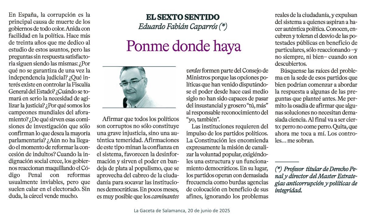 Eduardo Fabián C. (@caporrismo) on Twitter photo "Hay tres jueces agazapados en el fondo de todas las conciencias: el honor, la verdad y la justicia”. Si esos valores de los que hablaba Balzac existen, creo que permanecen aletargados en el alma de los corruptos. Ésta fue mi columna de hoy en <a href="/LaGacetaSA/">La Gaceta de Salamanca</a> lagacetadesalamanca.es/opinion/firmas… "Hay tres jueces agazapados en el fondo de todas las conciencias: el honor, la verdad y la justicia”. Si esos valores de los que hablaba Balzac existen, creo que permanecen aletargados en el alma de los corruptos. Ésta fue mi columna de hoy en <a href="/LaGacetaSA/">La Gaceta de Salamanca</a> lagacetadesalamanca.es/opinion/firmas…