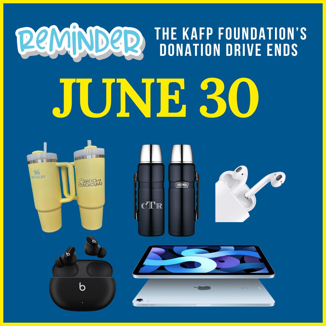 Reminder: Anyone who sets up a reoccurring donation through 6/30 will receive a gift. If your annual contributions total $1,500 or more you will receive an 11-inch iPad Air! To be eligible, click "Make it a reoccurring monthly gift" when you donate: kafponline.org/give