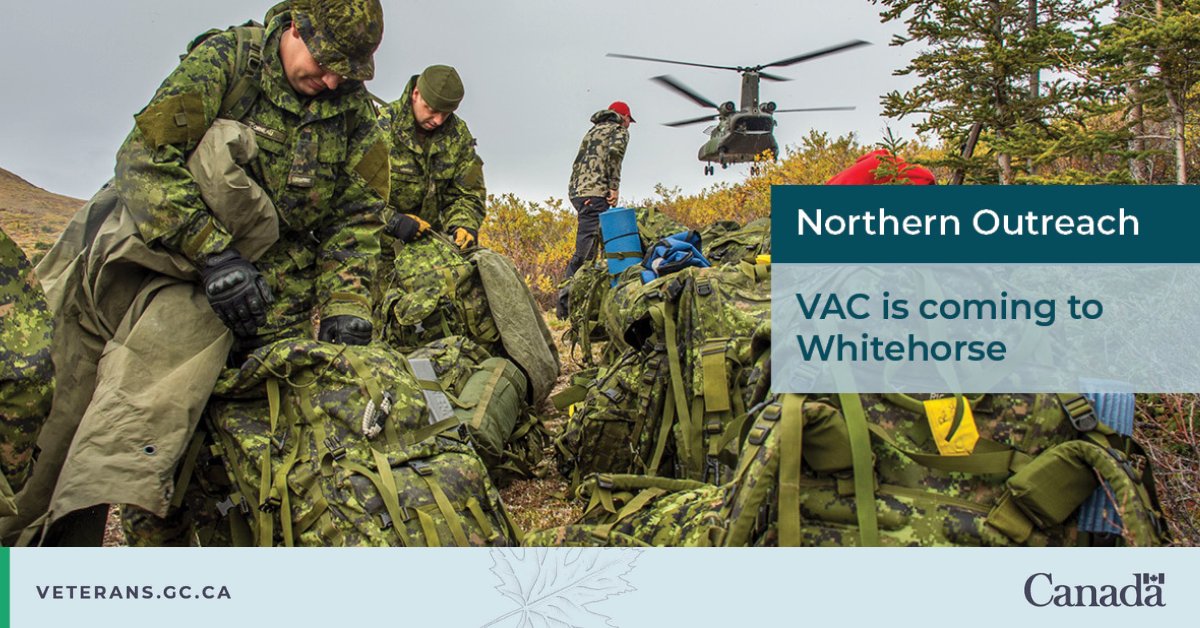 VeteransENG_CA's tweet image. We’re coming to #Whitehorse June 23-24 to talk with Veterans, RCMP members, Canadian Rangers and their families.
Call 1-866-522-2122 for an appointment.
ow.ly/2mPH50WcXhQ
📷: MCpl Mathieu Gaudreault
#Veterans
@CanadianForces
@rcmpgrcpolice