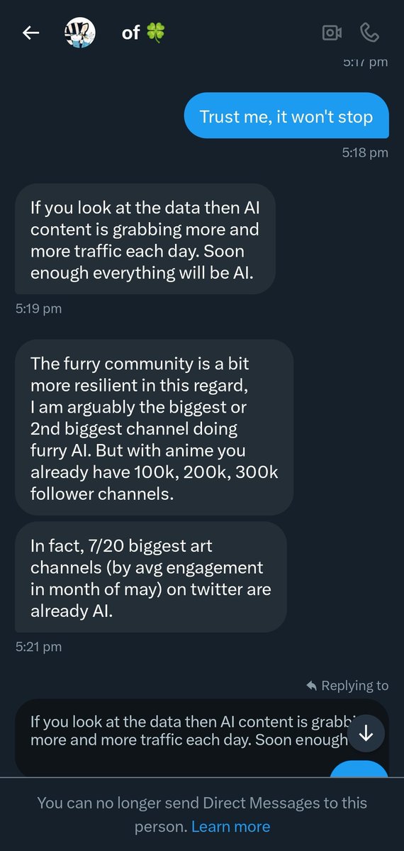 CONTEXT:

They dmed me all out off the blue and telling me on why they use AI