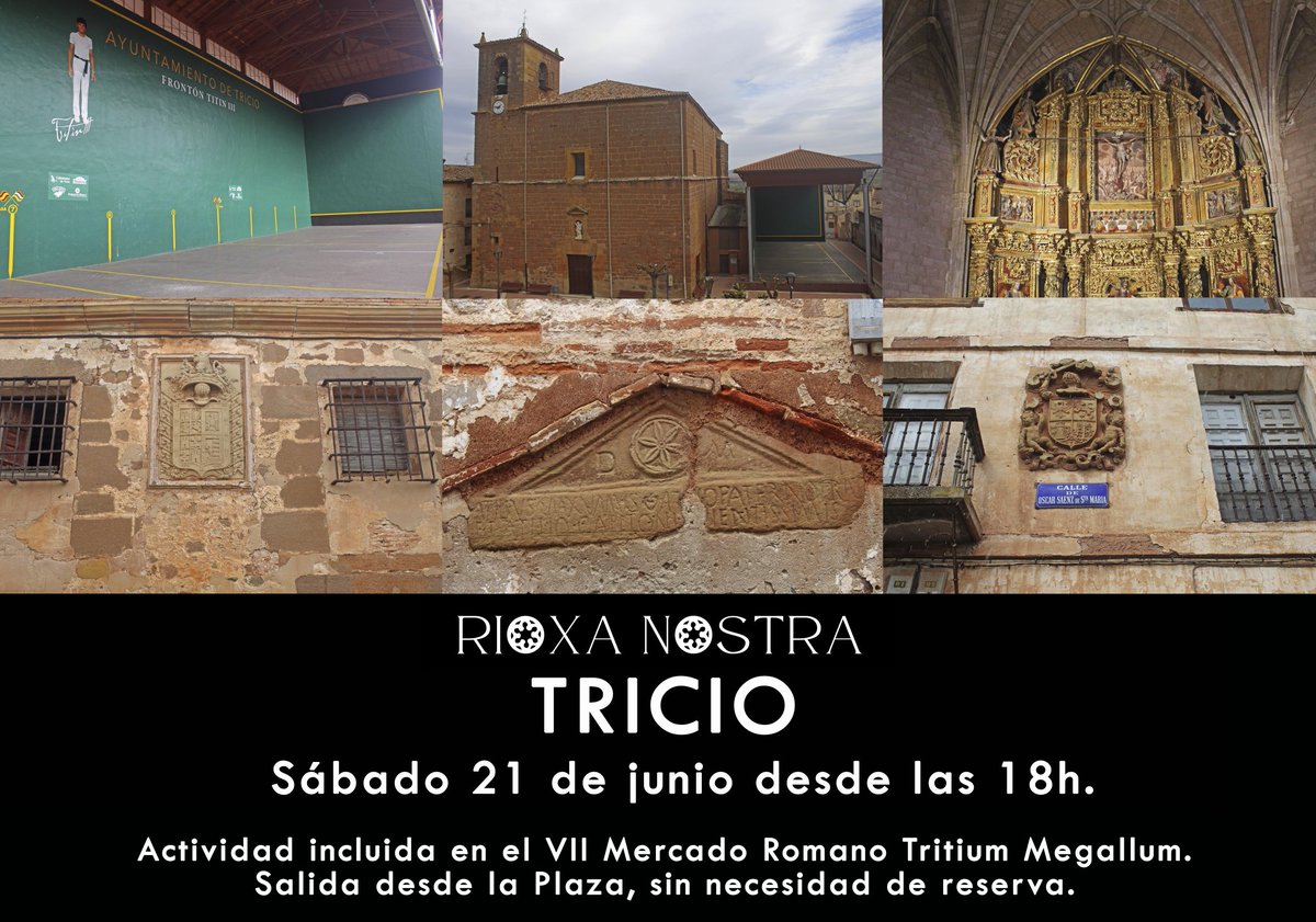 Este sábado por la tarde estaremos en Tricio, participando en su VII Mercado Romano Tritium Megallum, desde las 18h realizaremos una visita guiada a este bonito pueblo repleto de lo que más nos gusta: de historia, cultura y patrimonio.
¡Os esperamos!