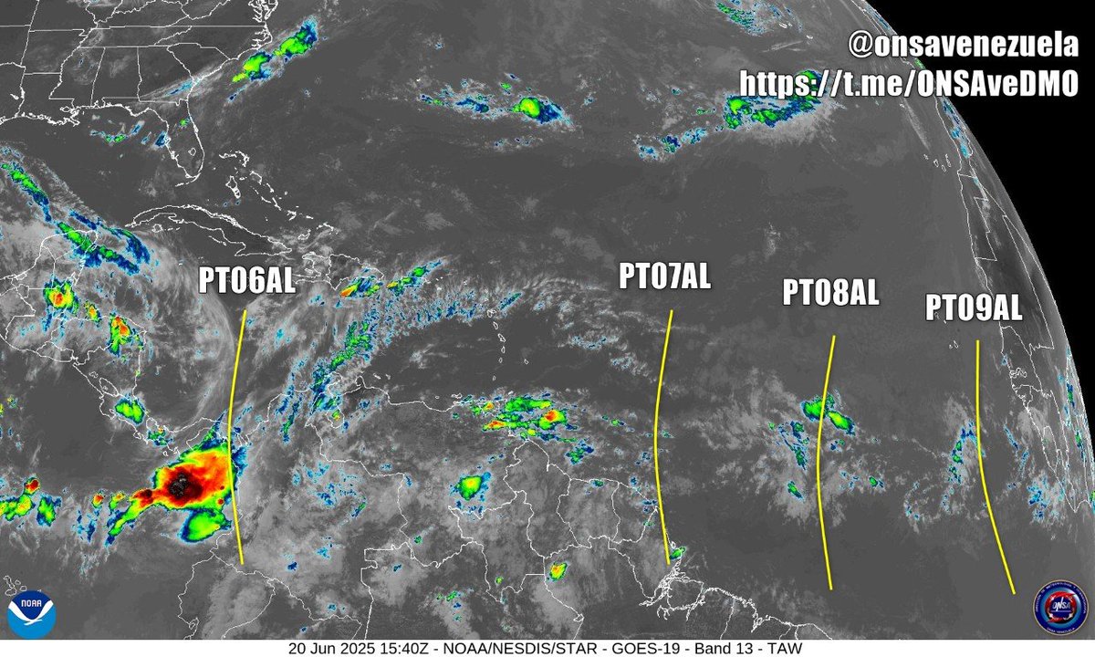 Mapa de superficie ONSA | DMO

#PT06AL Ingresando a Centro América

#PT07AL Próxima a ingresar a las Guyanas, con poca convección

#PT08AL Cruzando el Atlántico

#PT09AL Saliendo de África