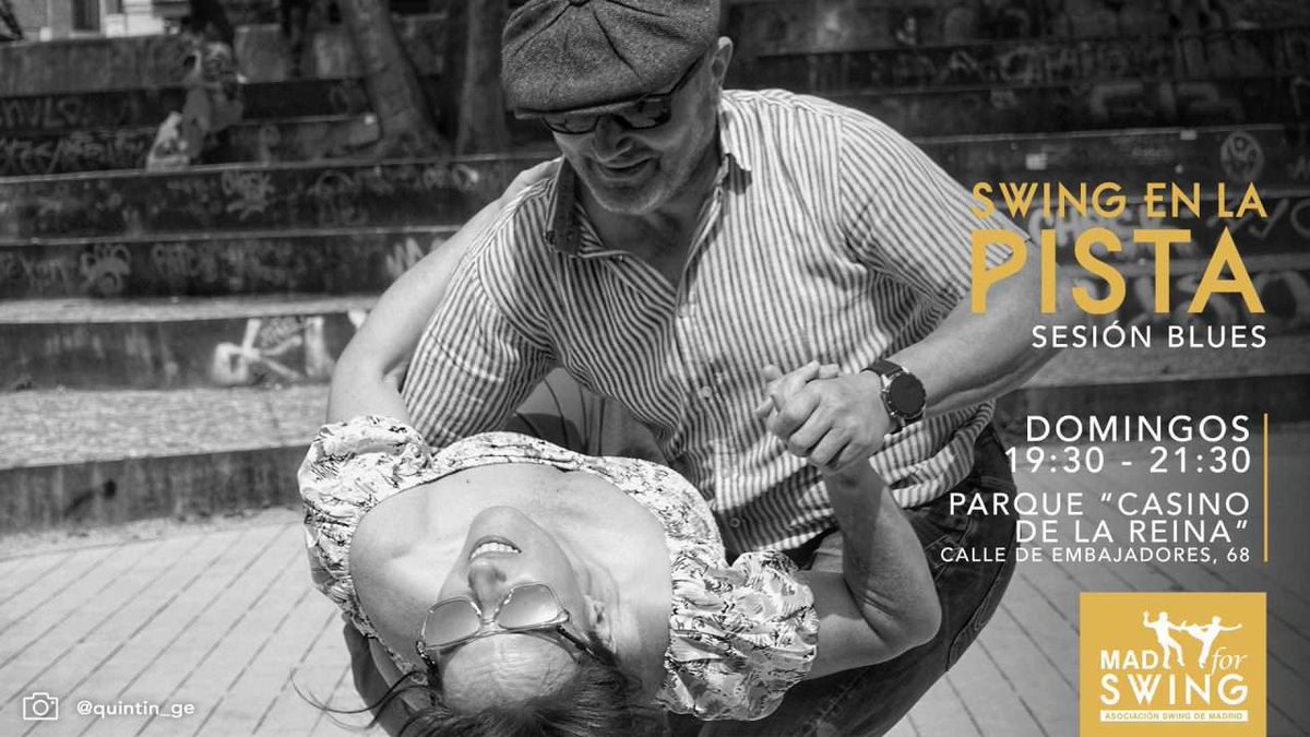 CANCELADO POR ALTAS TEMPERATURAS
Swing en la Pista. Sesión Blues
22/06/25
GRATUITO
De  19:30 a 21:30 h
Bailamos en la pista de baile del parque Casino de la Reina
madforswing.es/evento/swing-e…

#MADforSwing 
#somosMADforSwing