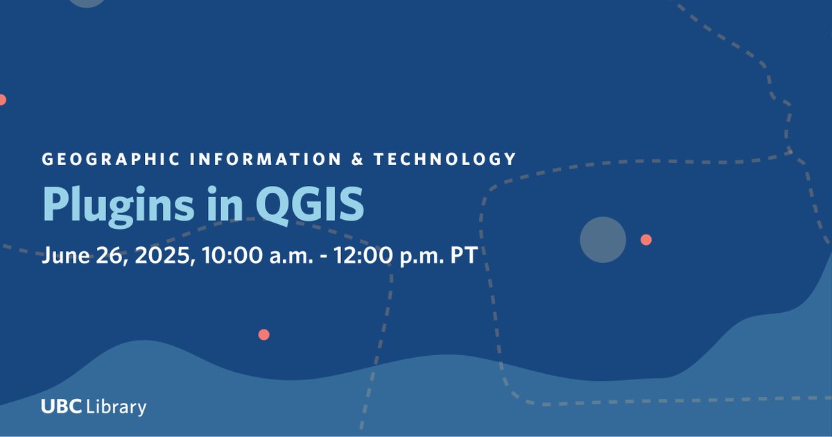 ubclibrary's tweet image. Join us for this intermediate-level workshop focused on common plugins in QGIS. bit.ly/4jmpQd5