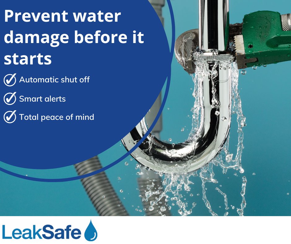 Leaksafe's tweet image. Protect your property from water damage with Leaksafe's modular leak detection systems. From automatic shut-offs to app-based alerts, we've got you covered. Explore our products: leaksafe.com/products