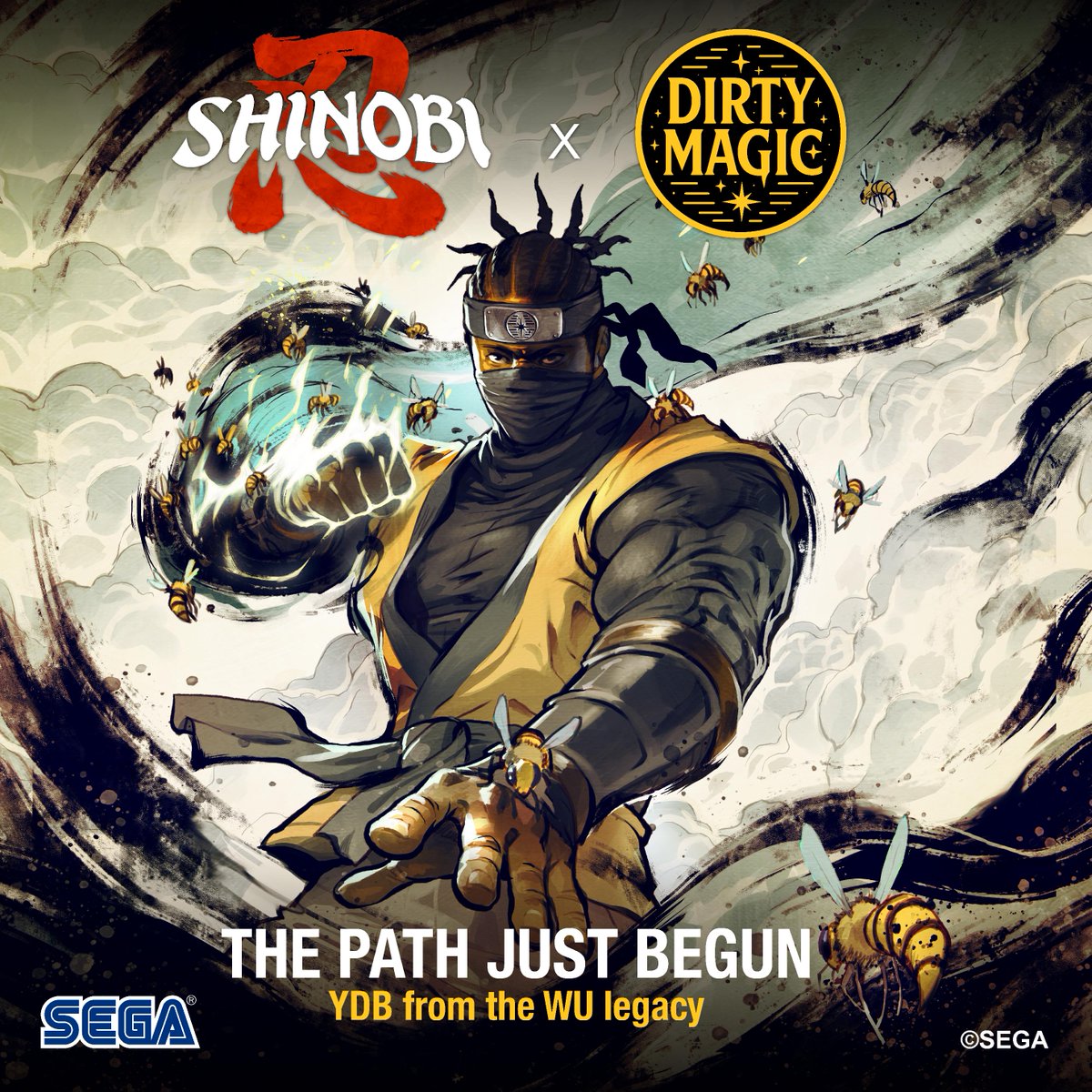 SHINOBI x YDB &amp; Dirty Magic

We're excited to announce a new partnership between SEGA's iconic ninja franchise SHINOBI and Dirty Magic, the upcoming apparel brand from YDB of the Wu Legacy. Limited release merchandise now available at Hot Topic.