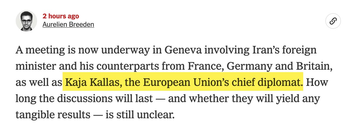 Under-rated dynamic here is that the EU, increasingly deferential to the heavily militarized eastern European statelets, has taken a much more aggressive line against Iran, whom they view as abetting Russia in Ukraine. Their "chief diplomat" is this hardcore Estonian militarist