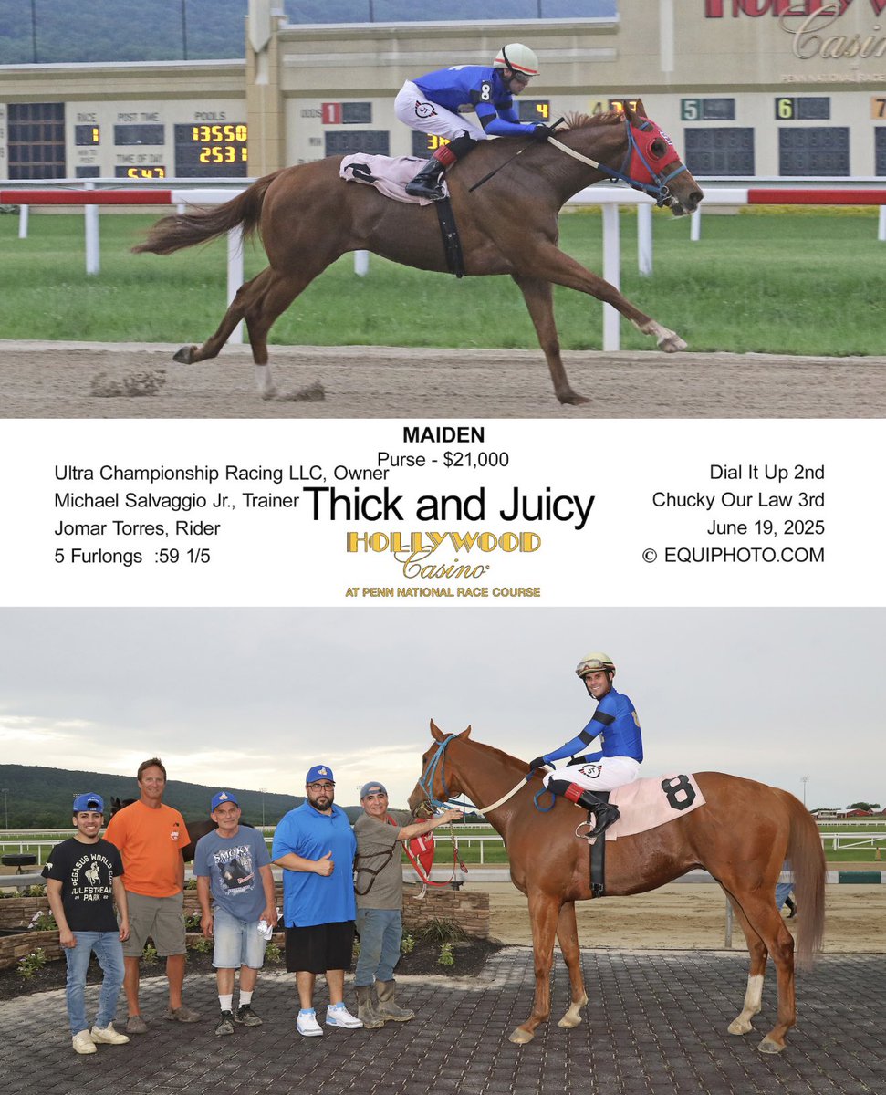 Thick and Juicy explodes to break his maiden at Penn National. Awesome training job Mike Salvaggio Jr and great ride Jomar Torres! #UCR #ThickandJuicy #PennNational