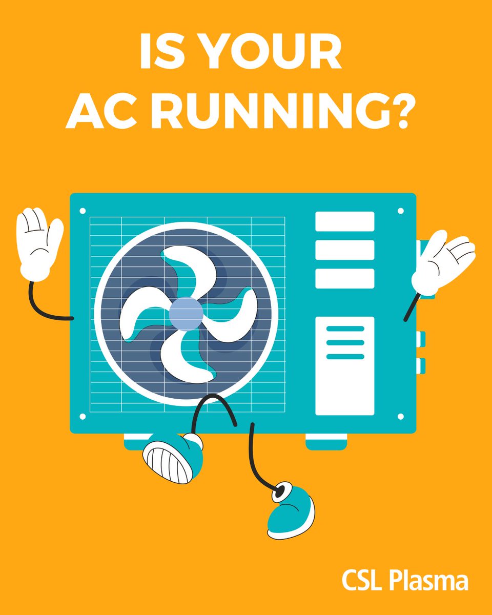 CSLPlasma's tweet image. Is your AC running? Well, you better catch up with those costs by donating plasma! #CSLPlasma #DoTheAmazing #BeRewarded #Donate Plasma