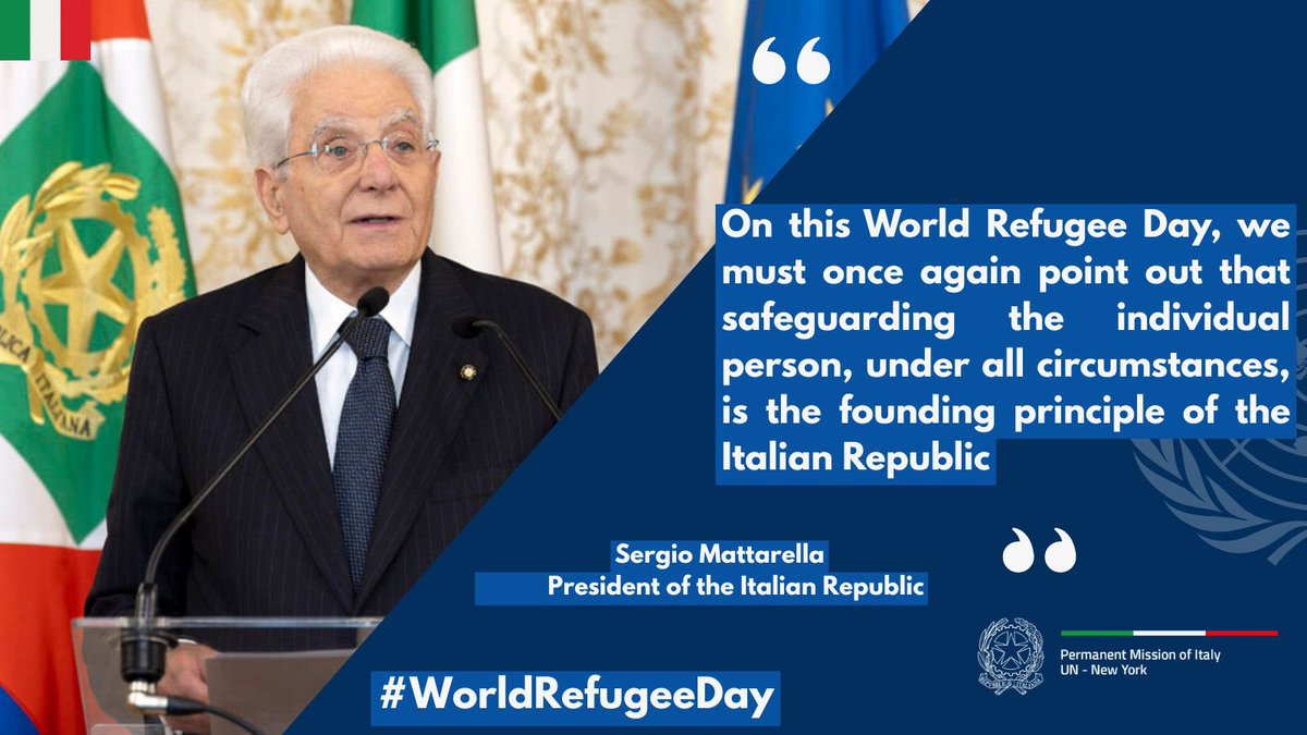 Refugee rights are human rights. On this #WorldRefugee and every day, we cannot forget the plight of those forced to flee their home. In the words of Italy's President Sergio Mattarella "This is not merely a humanitarian issue: it’s a legal, and moral obligation we all share".