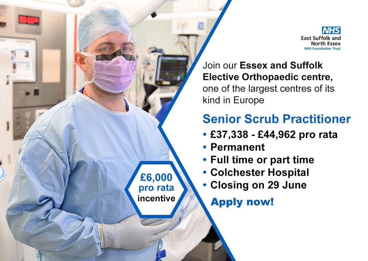 Are you an experienced senior scrub nurse looking for a new challenge in a forward thinking orthopaedic theatre environment?👇 

💻 Apply here: buff.ly/pFTb2tL 

#NHS #OrthopaedicCare #JobsInSurgery <a href="/The_HCPC/">HCPC</a> <a href="/nmcnews/">Nursing and Midwifery Council</a>