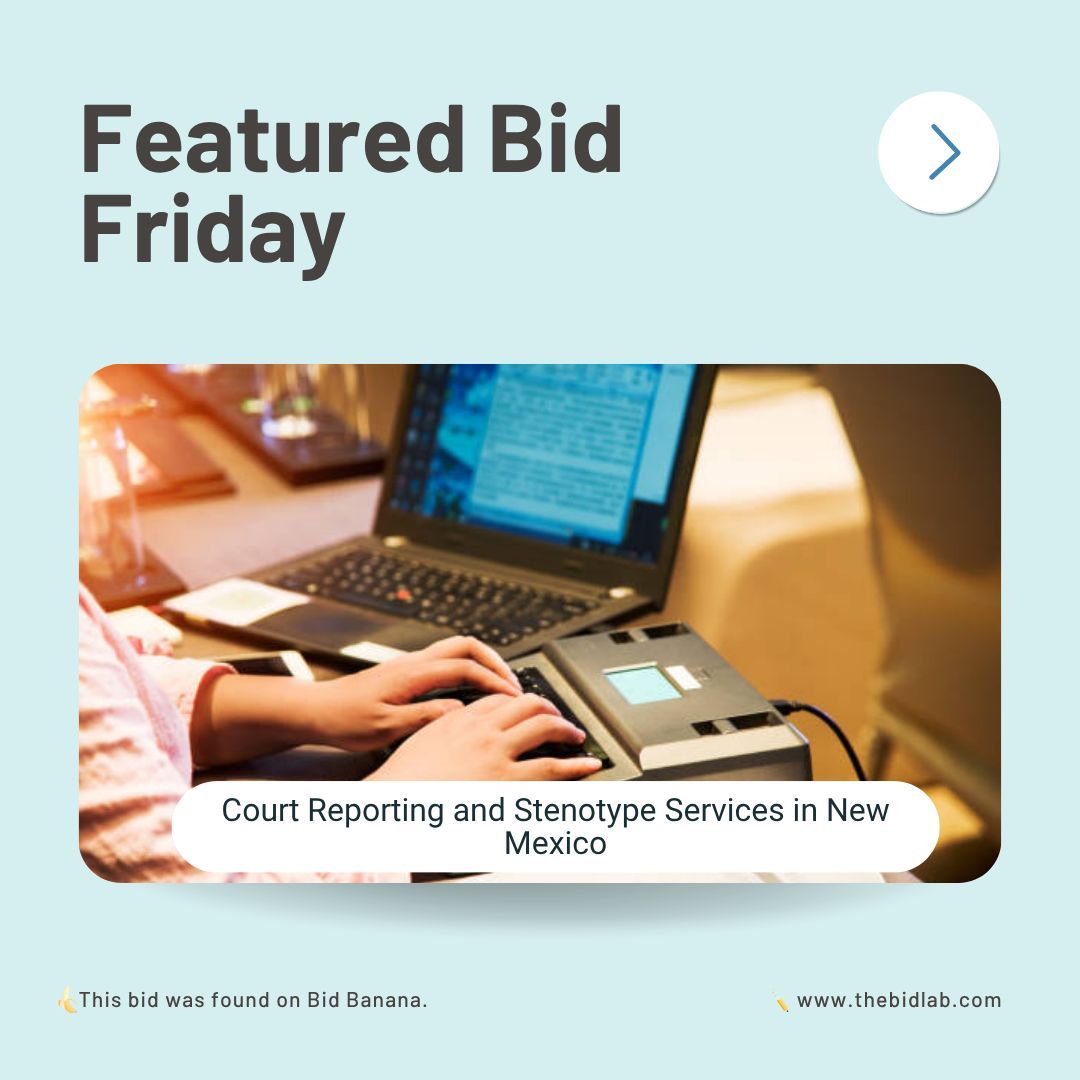 📣 Featured Bid Friday 📣

FEMA is seeking a contractor for court reporting and stenotype services in New Mexico, covering both in-person and remote hearings.

Check out the details and get your proposal in before the deadline: buff.ly/kgXJZWq