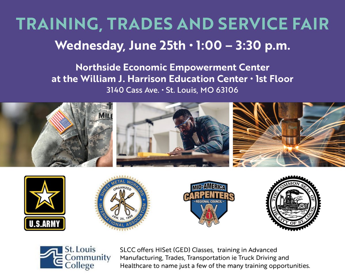 WORKFORCE WEDNESDAY: Join us on 6/25 at the #NEEC at the William J. Harrison Education Center (3140 Cass Avenue) for a Training, Trades &amp; Service Fair. 

Details: ow.ly/jCMI50WbRUi