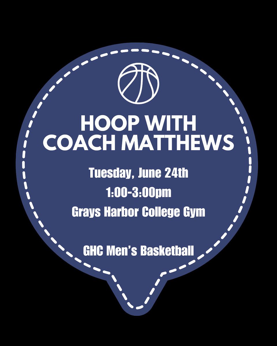 Hoop with Coach Matthews!
⏰ Tuesday, June 24th- 1:00-3:00pm
📍Grays Harbor College Gym
#gochokers