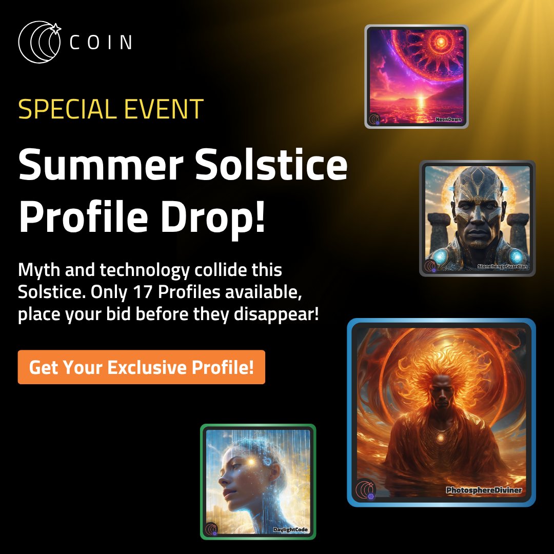 coin_with_us's tweet image. ☀️ The Summer Solstice Profile Drop is LIVE! ☀️
💥 Each Profile boosts your equipped minted gear: Pickaxes, Helmets, Mining Boots—more power, more COIN.
Bid now: my.coinapp.co/limited/releas…