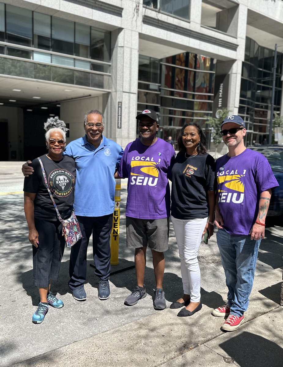 On #Juneteenth, I stood with <a href="/SEIULocal1/">SEIU Local 1</a> janitors in Kansas City – Black, Brown, and immigrant workers fighting for the dignity of fair wages. 

The struggle for racial and economic justice is one and the same and I am proud to stand shoulder to shoulder in solidarity.