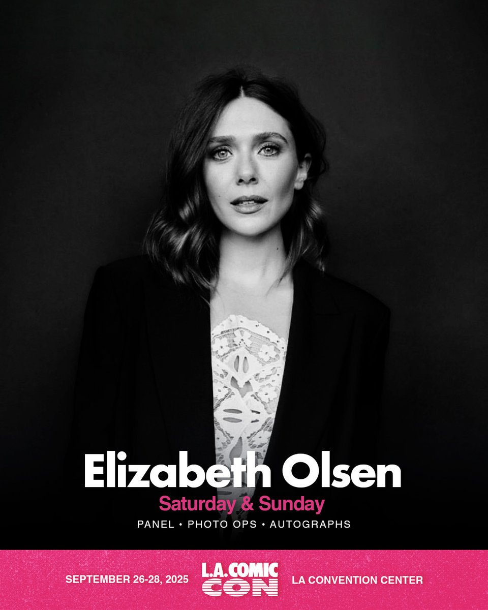 Reality just shifted 📷 Elizabeth Olsen is appearing Saturday and Sunday of Los Angeles Comic Con!

Early Bird Pricing Ends Sunday: showclix.com/tickets/lacc25
Get Photo Ops &amp; Autographs Today: store.epic.leapevent.tech/los-angeles-co…