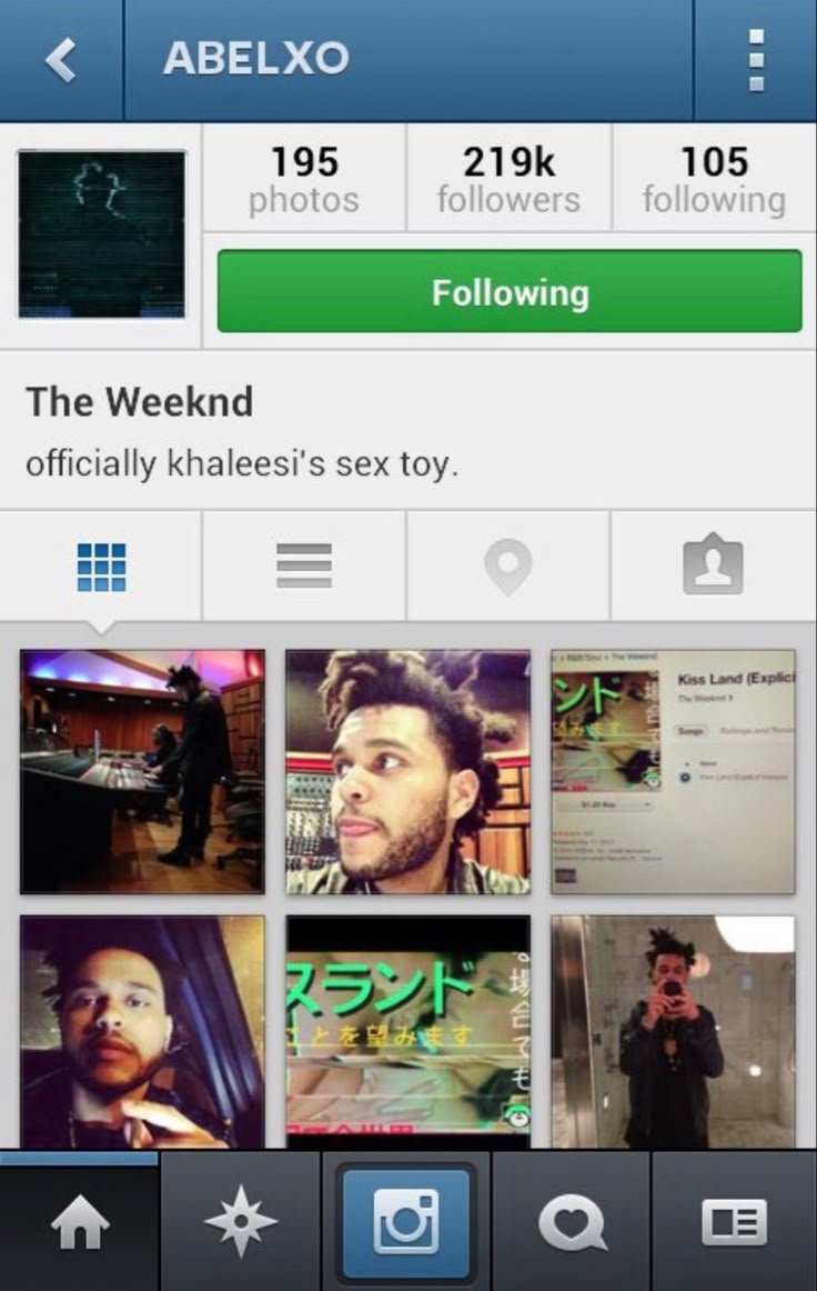 The Weeknd's Instagram page circa 2013