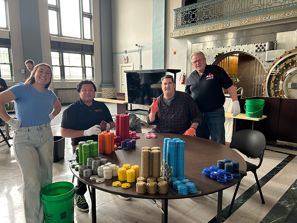 Legat_Architect's tweet photo. Last Saturday, Legat employees volunteered at Redemptive Plastics @earthartchicago in Chicago’s Austin neighborhood. Thanks to our partner firms ALL Construction Group @ALLMasonry_ , @dbHMS, TERRA Engineering, and @TYLI_Group for joining us to make a difference.  
#plasticwaste https://t.co/nbCO4u2ikf