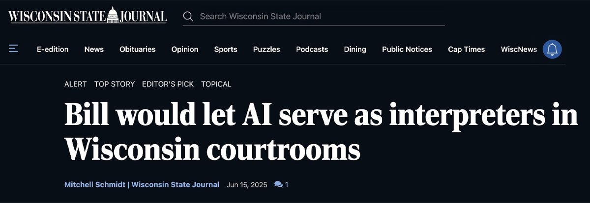 Sen. Chris Kapenga (@senatorkapenga) on Twitter photo We can leverage AI to reduce the growing financial burden on taxpayers to interpret for those being charged in court and who can't speak English. My Senate Bill 295 with <a href="/SenBradley/">Senator Julian Bradley</a> would allow testing the use of Artificial Intelligence for language translation, or remote We can leverage AI to reduce the growing financial burden on taxpayers to interpret for those being charged in court and who can't speak English. My Senate Bill 295 with <a href="/SenBradley/">Senator Julian Bradley</a> would allow testing the use of Artificial Intelligence for language translation, or remote