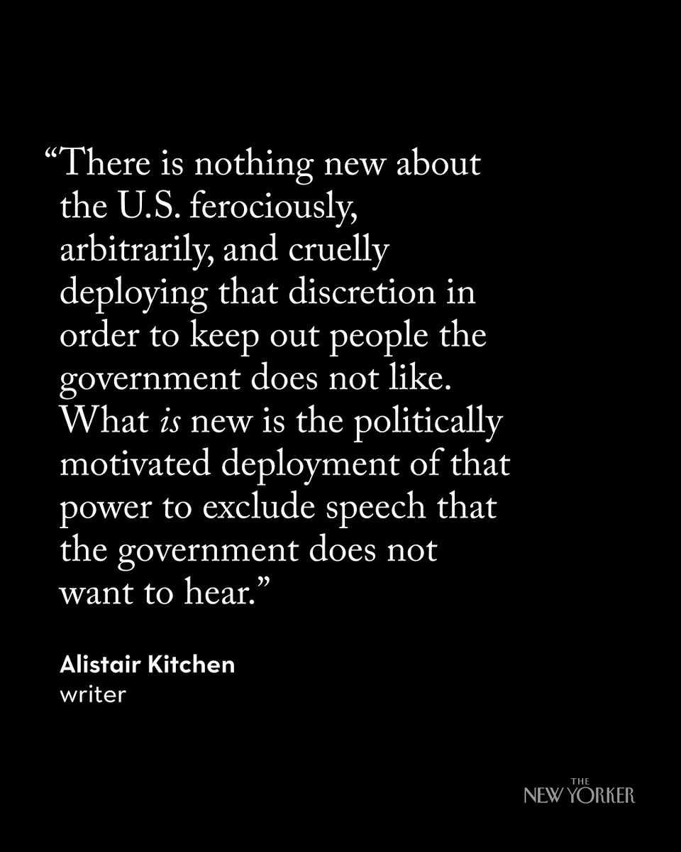 The New Yorker (@newyorker) on Twitter photo When the writer <a href="/alistairkitchen/">Alistair Kitchen</a> was stopped by C.B.P. last week, an officer told him it was because of what he had written about the protests and Columbia. Kitchen was detained, his phone was searched, and he was eventually deported. nyer.cm/4HqaWx9 When the writer <a href="/alistairkitchen/">Alistair Kitchen</a> was stopped by C.B.P. last week, an officer told him it was because of what he had written about the protests and Columbia. Kitchen was detained, his phone was searched, and he was eventually deported. nyer.cm/4HqaWx9