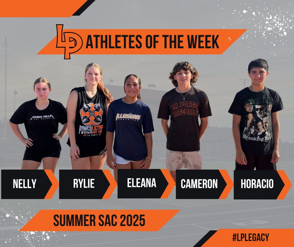Summer SAC Week 2 AoW’s‼️
<a href="/lpisd/">La Porte ISD</a> <a href="/LPLadyDawgsVB/">La Porte Lady Bulldogs Volleyball</a> <a href="/LPHSBaseball/">La Porte HS Baseball</a> <a href="/LPHSSOFTB22/">La Porte Softball</a> <a href="/LaPorteHoops/">La Porte Bulldog Basketball</a> <a href="/RecruitLP/">La Porte HS Recruiting (ALL SPORTS)</a> <a href="/LPHSAquatics/">LPHS Swimming and Water Polo</a> 

#LPLegacy