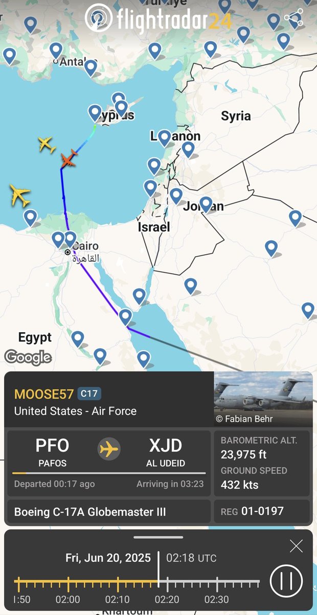 Genocide-Free Cyprus (@genocidefree_cy) on Twitter photo A C17 war plane traveled from Paphos to the US military base in Qatar. A second one is still at the airport.
<a href="/Christodulides/">NikosChristodoulides</a> is facilitating the likely transfer of military equipment & personnel through civilian airports in Cyprus to prepare for likely operations against Iran. A C17 war plane traveled from Paphos to the US military base in Qatar. A second one is still at the airport.
<a href="/Christodulides/">NikosChristodoulides</a> is facilitating the likely transfer of military equipment & personnel through civilian airports in Cyprus to prepare for likely operations against Iran.