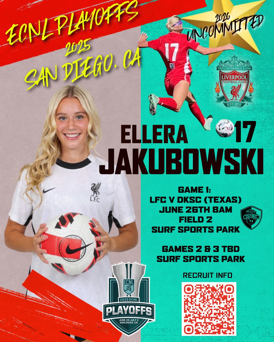 Ellera Jakubowski (@ejakubowski4) on Twitter photo Come watch my team play in San Diego next week. Can’t wait to be back with my club team! <a href="/ECNLgirls/">ECNL Girls</a> <a href="/LFCIAMichigan/">Liverpool FC International Academy Michigan</a> Come watch my team play in San Diego next week. Can’t wait to be back with my club team! <a href="/ECNLgirls/">ECNL Girls</a> <a href="/LFCIAMichigan/">Liverpool FC International Academy Michigan</a>