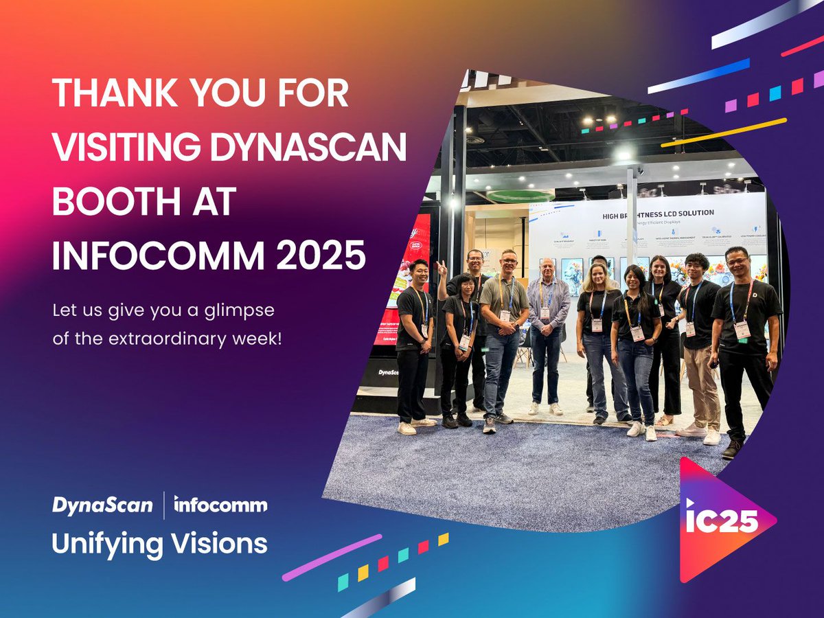 Thank you to everyone who visited #DynaScan at #InfoComm2025! It was an exciting and rewarding week where we had the opportunity to connect with partners, integrators, and digital signage professionals from around the world. Hhere’s a comprehensive recap: dynascan.net/44ohdKO