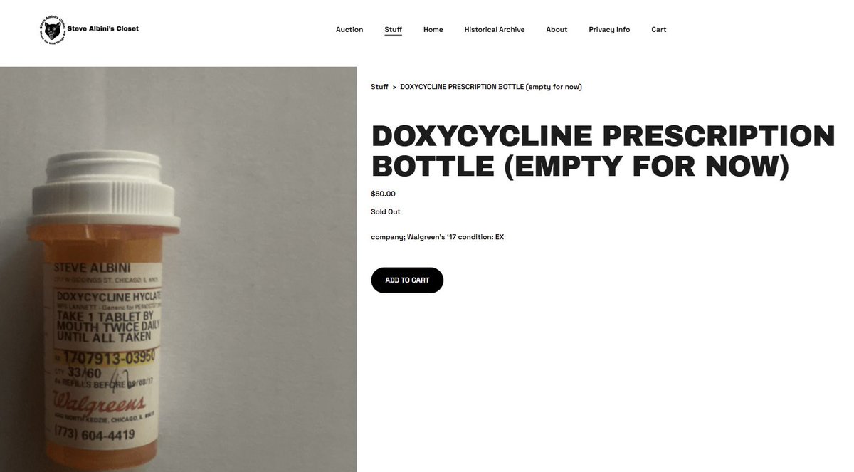 which one of u fuckers nabbed steve albini’s empty antibiotics bottle