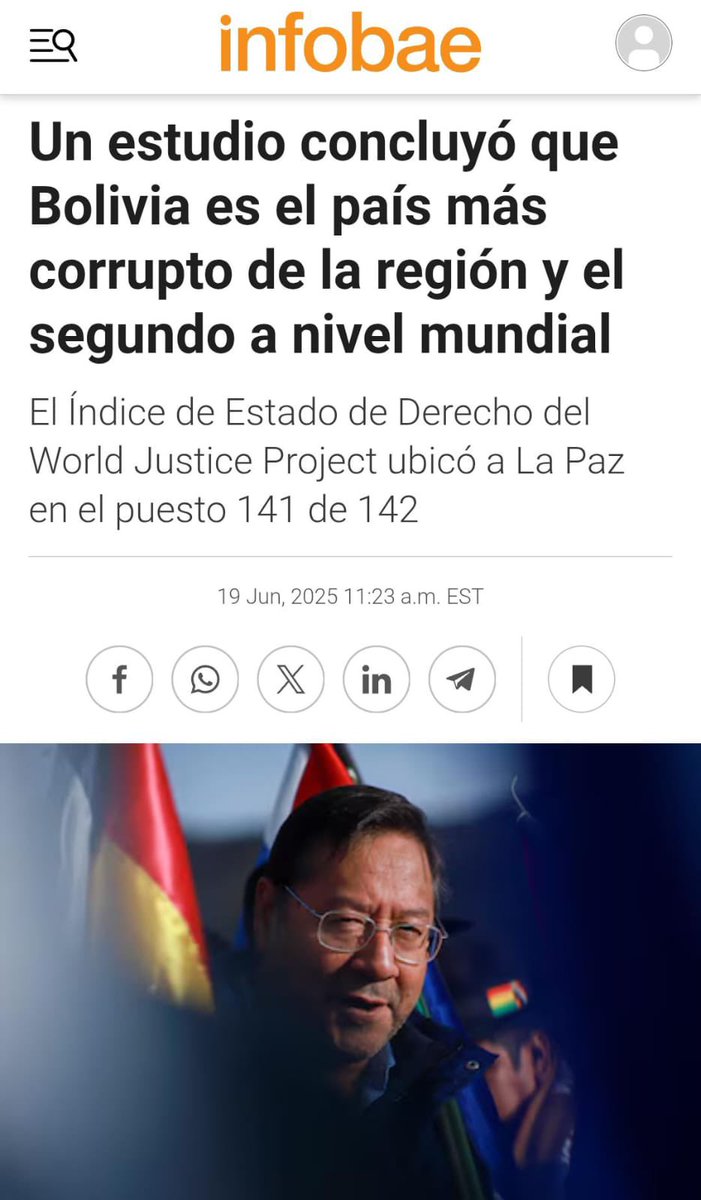 📉 Bolivia fue calificada como el país más corrupto de América Latina y el segundo a nivel mundial.
Duele. Porque amamos este país. Y lo que amamos, no lo vamos a dejar caer.🇧🇴

No es normal que robar sea más fácil que trabajar.
Ni que nuestros jóvenes sueñen con irse para tener