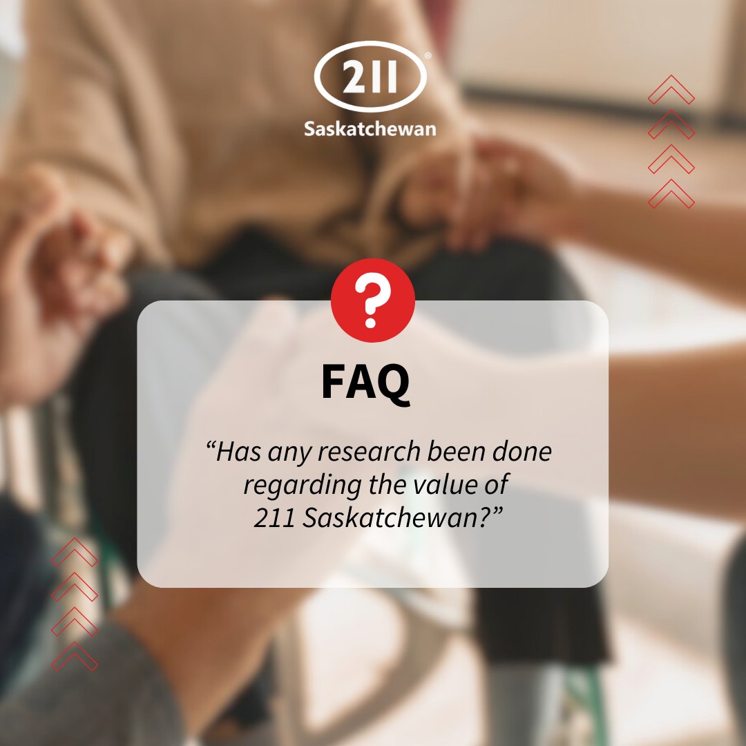211sask's tweet image. FAQ: Has any research been done regarding the value of 211?
Answer: Studies in Saskatchewan and beyond show 211 delivers strong value. The benefits—including time and cost savings—far outweigh the costs, helping the public, governments, and service providers alike.