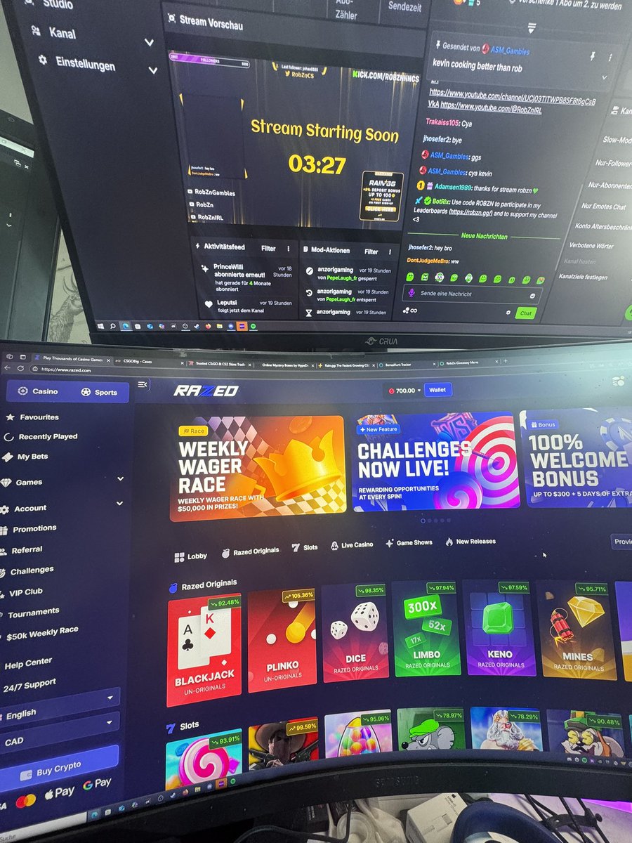 We just went live, come say hi &amp; win some $$$ 
Bonushunt &amp; guess the bal on <a href="/Razedcom/">Razed</a> into big, roll, Hype Drop &amp; Rain 🔥🙏🏼

Time of losses is over, we gonna win some today 🤝