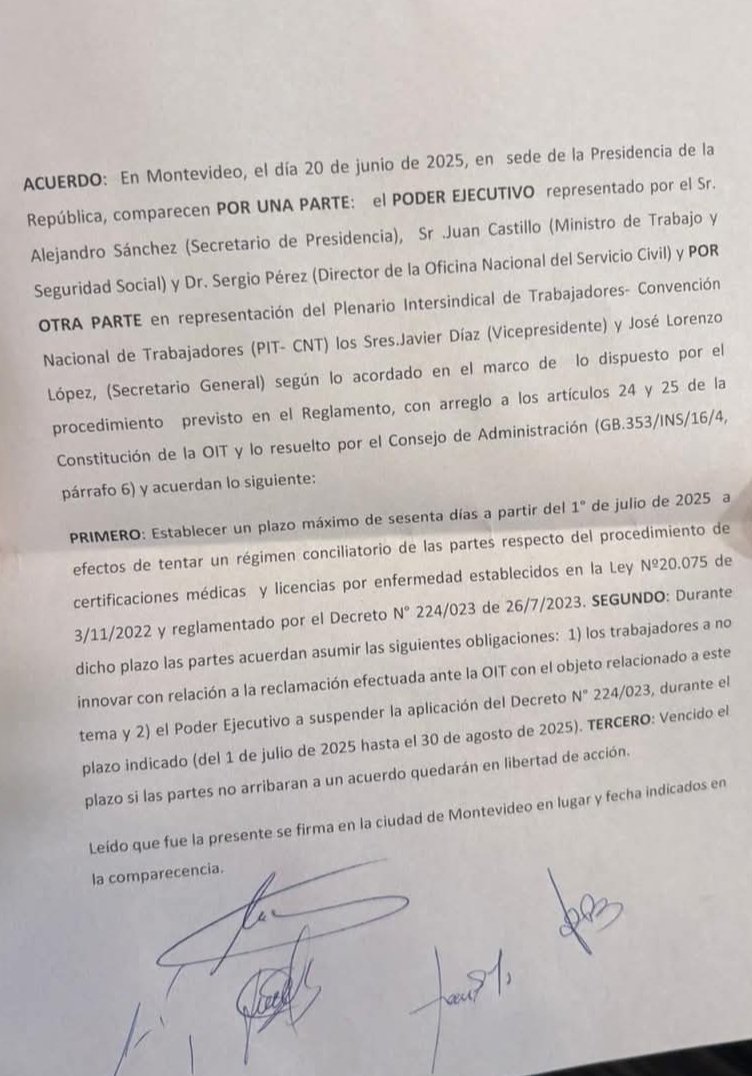✅ Se firmó el convenio entre el Poder Ejecutivo y el movimiento sindical por certificaciones médicas.

🤝 Se instala una mesa de negociación por 60 días.

Desde <a href="/COFE_PITCNT/">@COFE</a> siempre apostamos a la Negociación Colectiva  fundamental para defender derechos y construir soluciones.