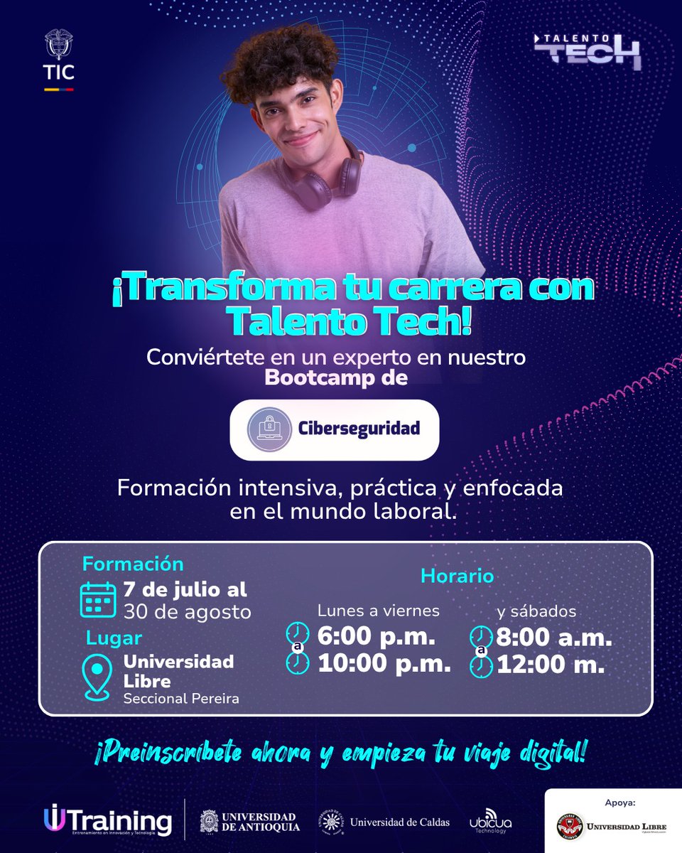 🚀 ¿Te interesa formarte en las áreas más demandadas del mercado laboral actual?
¡Esta es tu oportunidad para aprender Ciberseguridad!

📜Certificado
🤓 Docentes expertos
🧠 No necesitas experiencia previa
💰 ¡Totalmente gratuito!

Preinscríbete aquí:  👉 forms.gle/YoZ5Dou9QU54Tw…