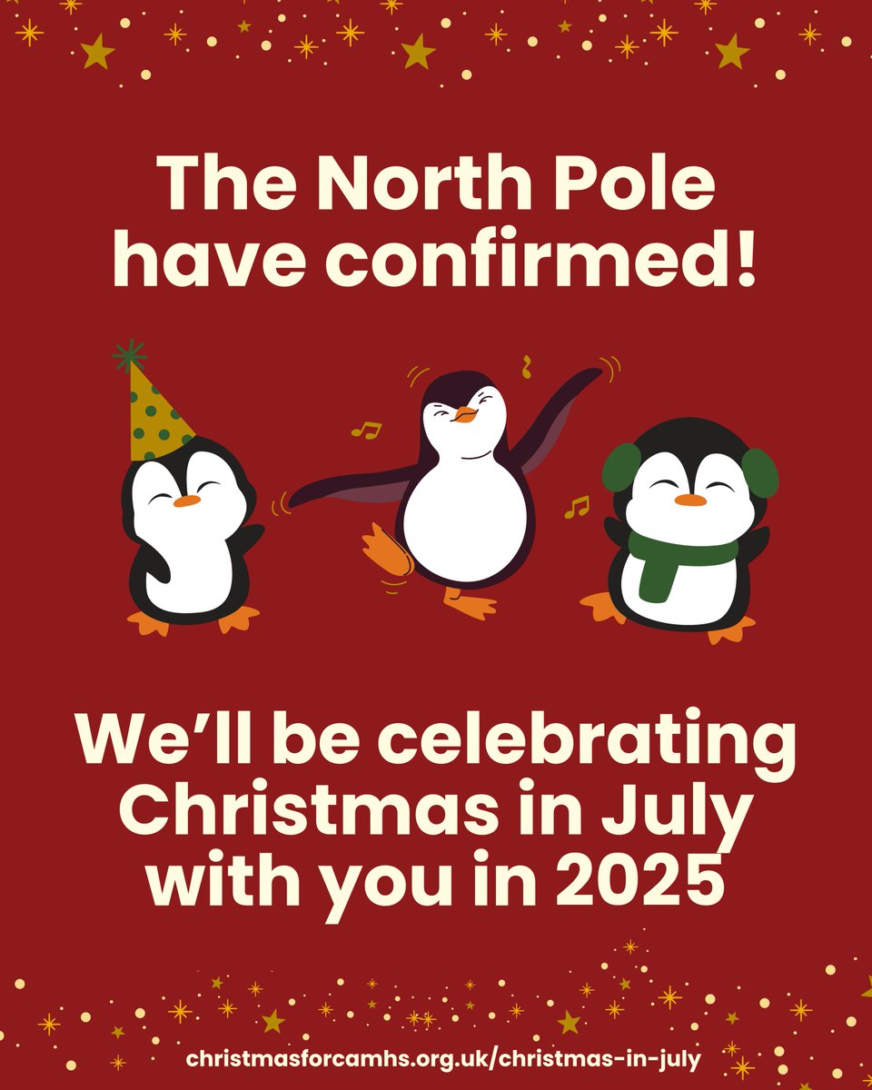 Xmas4CAMHS's tweet image. The rumours are true! We're so excited to be celebrating Christmas in July again in 2025 ☃️ We've been really enjoying thinking snowy thoughts today #heatwave
Want to collab with us to spread some Christmas in July joy together? Drop us a message - we'd love to hear from you.
