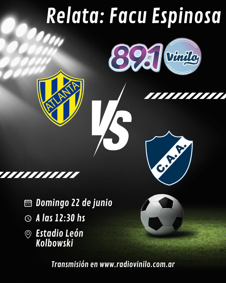 #primeranacional  Por <a href="/FMVinilo891/">RadioVinilo891</a> #atlanta  #Alvarado por la 19° fecha con los relatos de <a href="/FacuEspinosaB/">Facundo Espinosa</a> vestuarios <a href="/vickymendezz/">Victoria 💫</a> y <a href="/Sebasg_55/">Sebas García</a> estudios centrales <a href="/nboreli/">nicolas borelli</a> 

<a href="/atlantaoficial/">Club Atlético Atlanta</a>
<a href="/ClubAlvaOficial/">Club A. Alvarado</a>
👉 APP Radio Vinilo 89.1