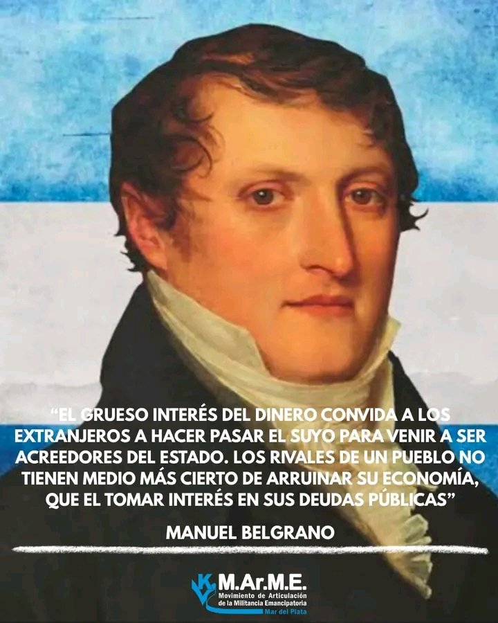 MarmeMovimiento's tweet photo. 20 de junio de 1820 paso a la inmortalidad del General Manuel Belgrano.
Homenajear a Belgrano es reivindicar su legado, sus proyectos y su lucha por una patria justa, libre y soberana!
#PatriaOFMI
#DiaDeLaBandera
#ManuelBelgrano https://t.co/8VybNokEYY