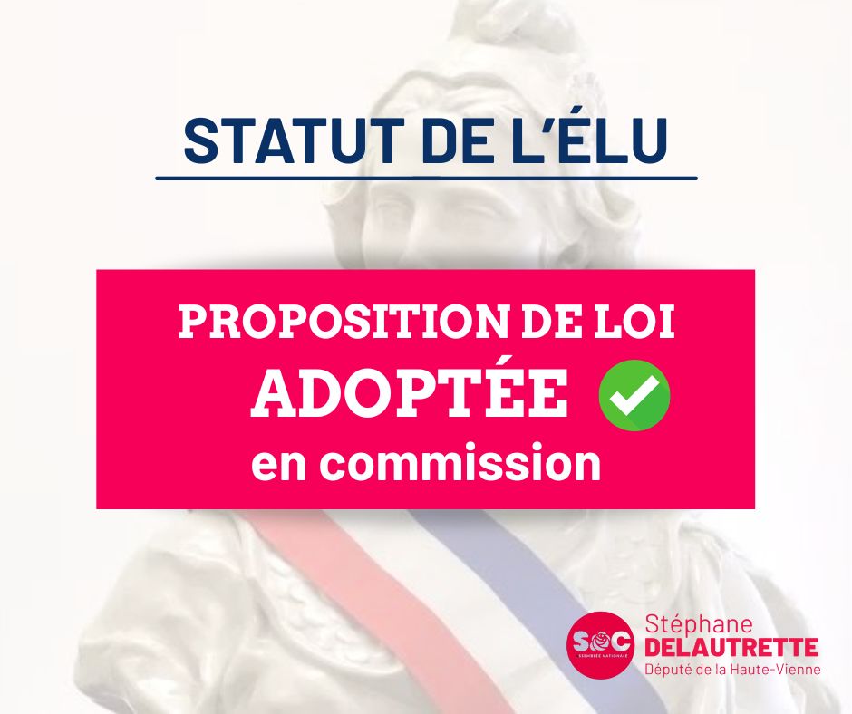 Stéphane DELAUTRETTE (@sdelautrette) on Twitter photo 🇫🇷 Statut de l’élu local : proposition de loi adoptée en commission !
Fier d’être rapporteur de cette avancée avec <a href="/didierlegac/">LE GAC Didier</a> .
Un signal fort pour lever les freins à l’engagement citoyen, à quelques mois des municipales.
Prochaine étape : l'examen du texte le 7 juillet. 🇫🇷 Statut de l’élu local : proposition de loi adoptée en commission !
Fier d’être rapporteur de cette avancée avec <a href="/didierlegac/">LE GAC Didier</a> .
Un signal fort pour lever les freins à l’engagement citoyen, à quelques mois des municipales.
Prochaine étape : l'examen du texte le 7 juillet.